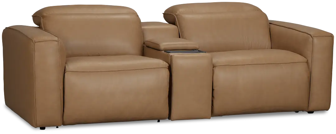 Ryland Brown Lthr/vinyl Power Reclining Console Sofa Ryland Brown Lthr/vinyl Power Reclining Console Sofa