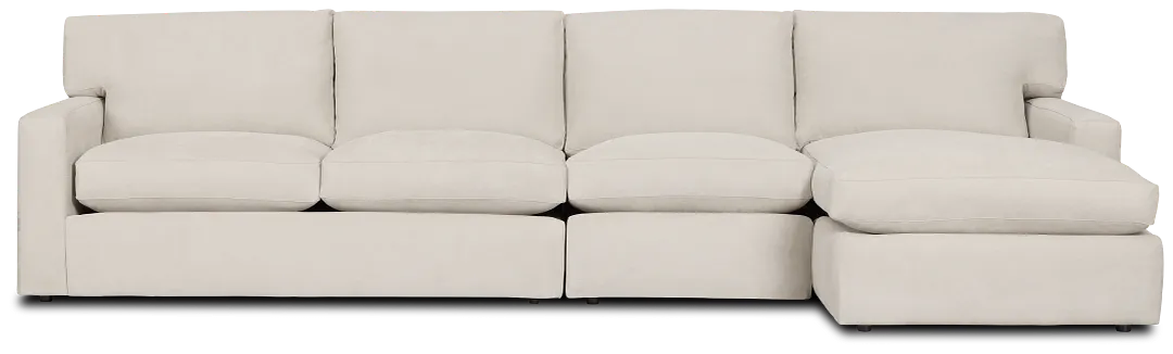 Hudson Beige Fabric Small Right Chaise Sectional