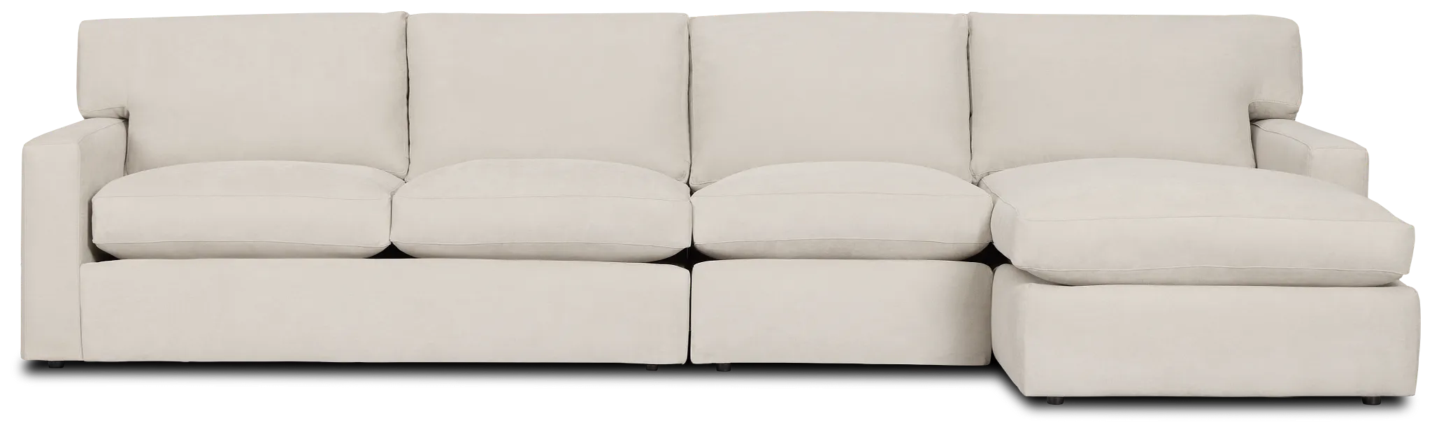 Hudson Beige Fabric Small Right Chaise Sectional