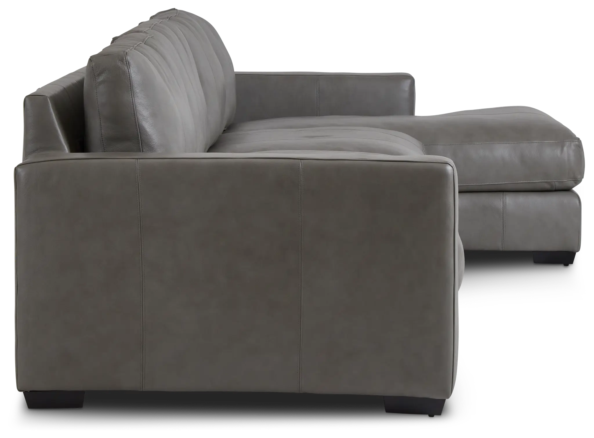 Dawkins Gray Leather Small Right Chaise Sectional Dawkins Gray Leather Small Right Chaise Sectional