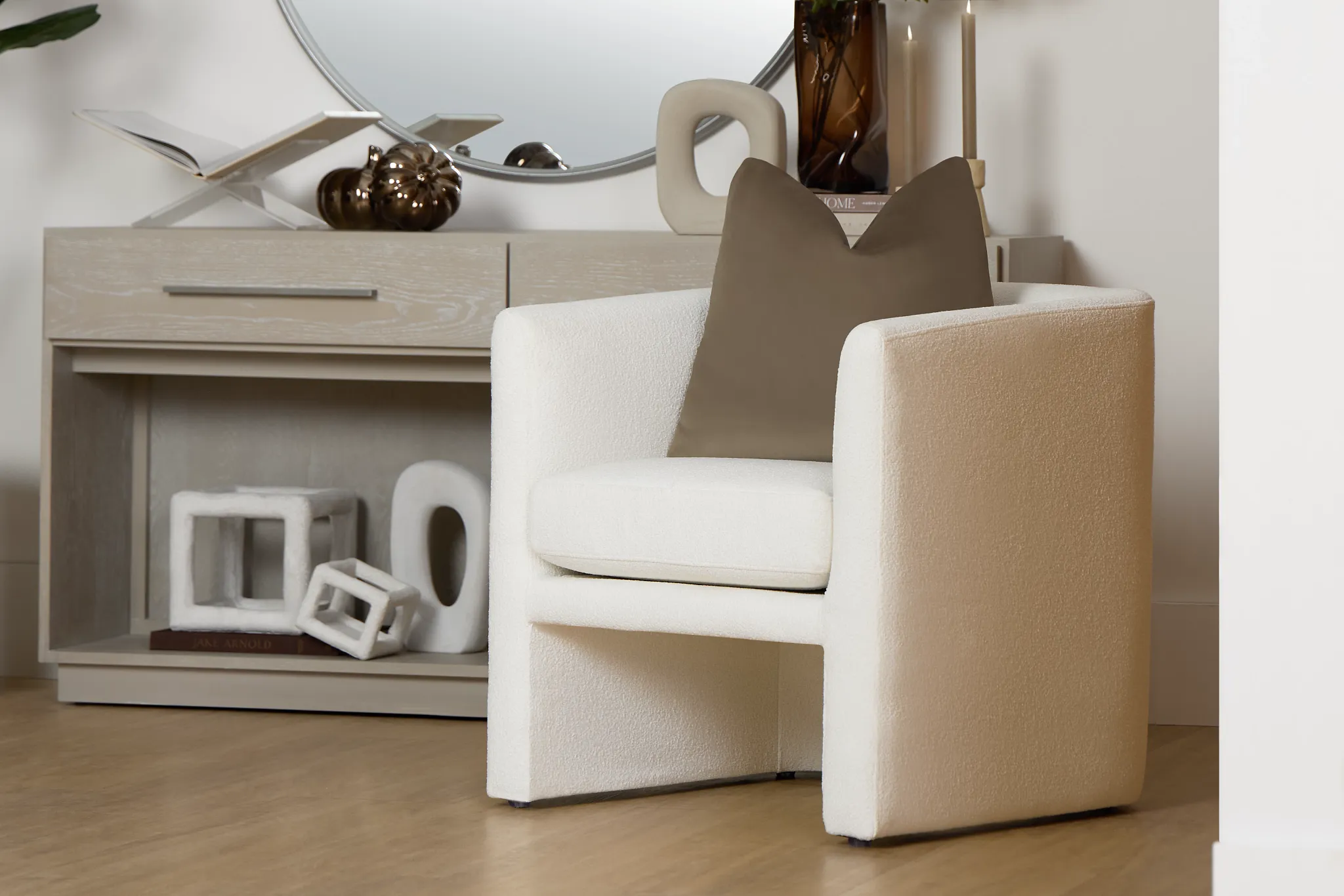 Kalid White Accent Chair