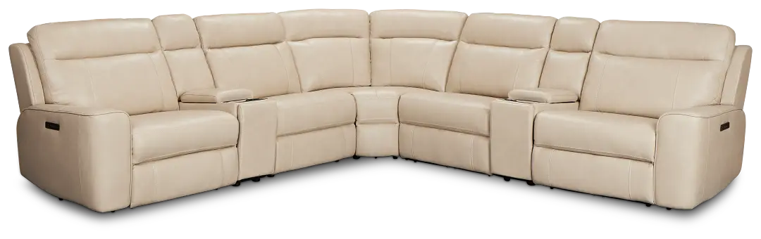 Benji Light Beige Lthr/vinyl Large Triple Power Reclining Two-arm Sectional Benji Light Beige Lthr/vinyl Large Triple Power Reclining Two-arm Sectional