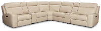 Benji Light Beige Lthr/vinyl Large Triple Power Reclining Two-arm Sectional
