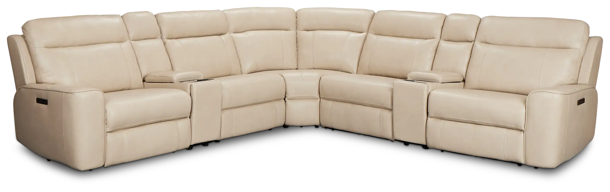 Benji Light Beige Lthr/vinyl Large Triple Power Reclining Two-arm Sectional Benji Light Beige Lthr/vinyl Large Triple Power Reclining Two-arm Sectional