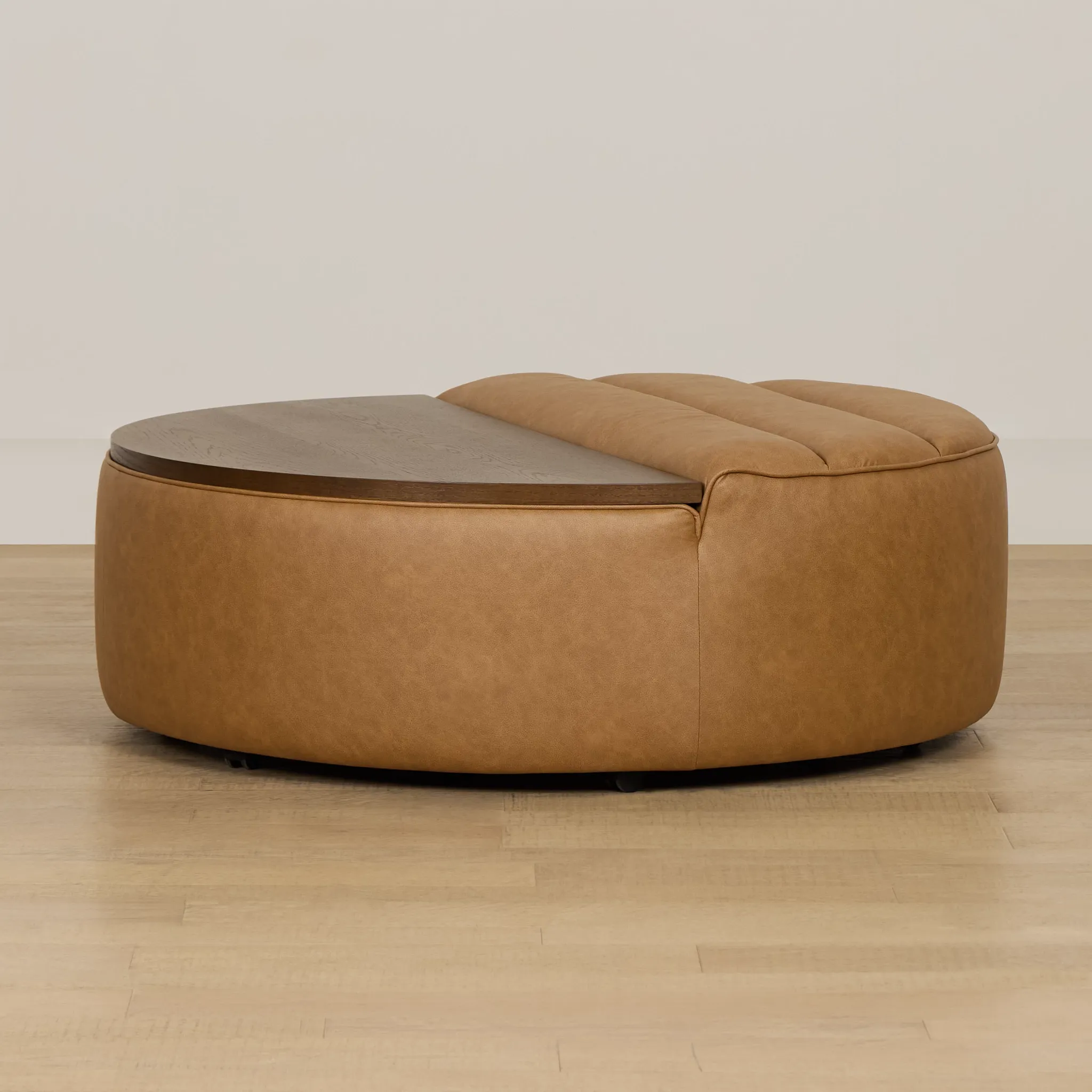 Sawyer Light Brown Micro Storage Ottoman