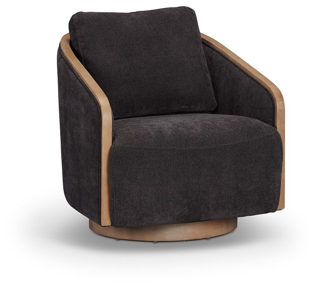Campbell Dark Gray Fabric Swivel Accent Chair