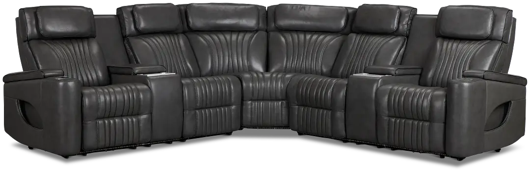 Nova Dark Gray Lthr/vinyl Medium 2-arm Dual Power Massage Sectional Nova Dark Gray Lthr/vinyl Medium 2-arm Dual Power Massage Sectional