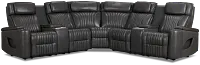 Nova Dark Gray Lthr/vinyl Medium 2-arm Dual Power Massage Sectional