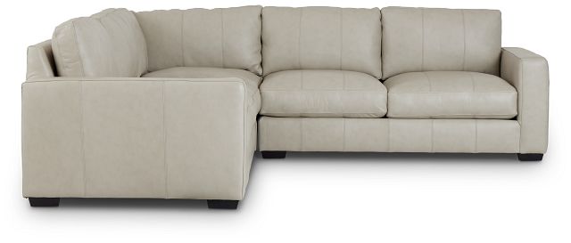 Dawkins Taupe Leather Small Two-arm Sectional