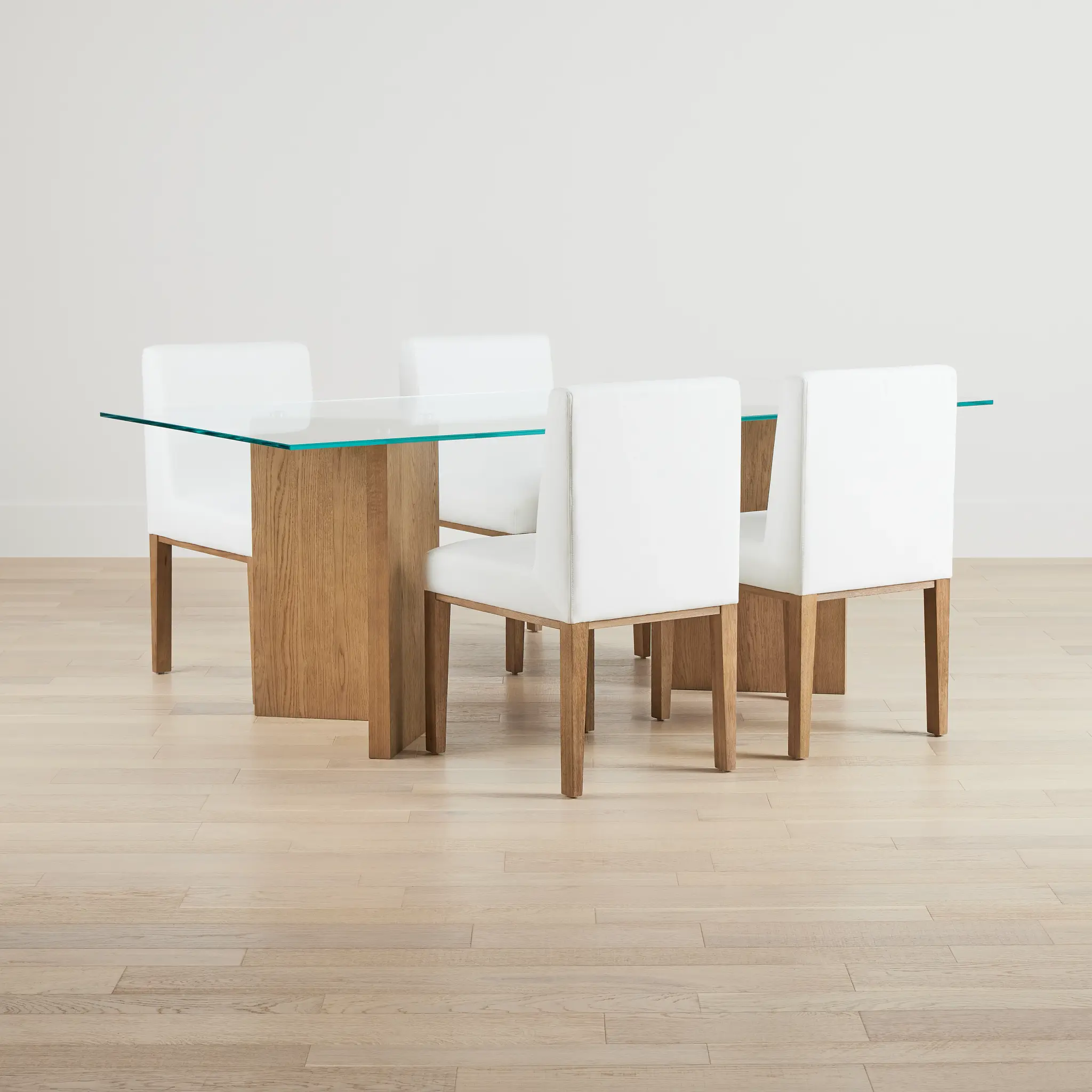 Haven Glass 80" Rectangular Table & 4 Upholstered Chairs Haven Glass 80" Rectangular Table & 4 Upholstered Chairs