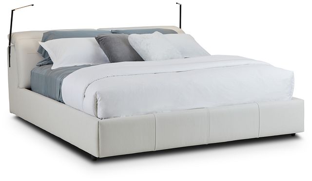 Montez White Leather Power Adjustable Headrest Platform Bed (5)
