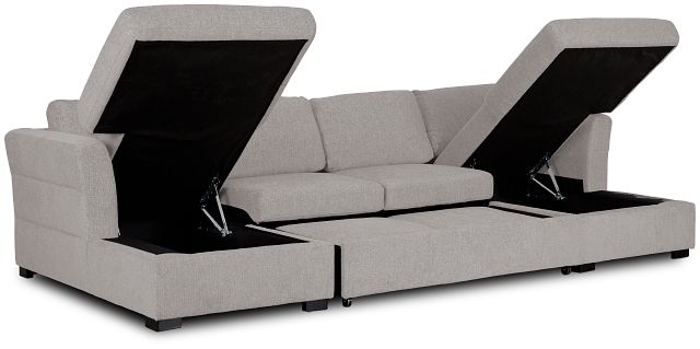 Amber Light Gray Fabric Double Chaise Sleeper Sectional (3)