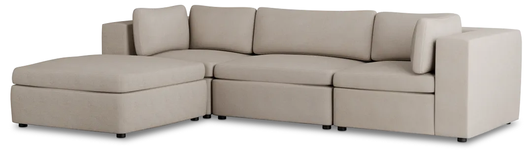 Destin Sutton Beige Fabric 4-piece Bumper Sectional