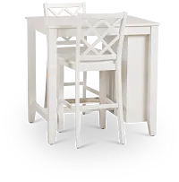 Edgartown White Storage High Table & 2 White Wood Barstools
