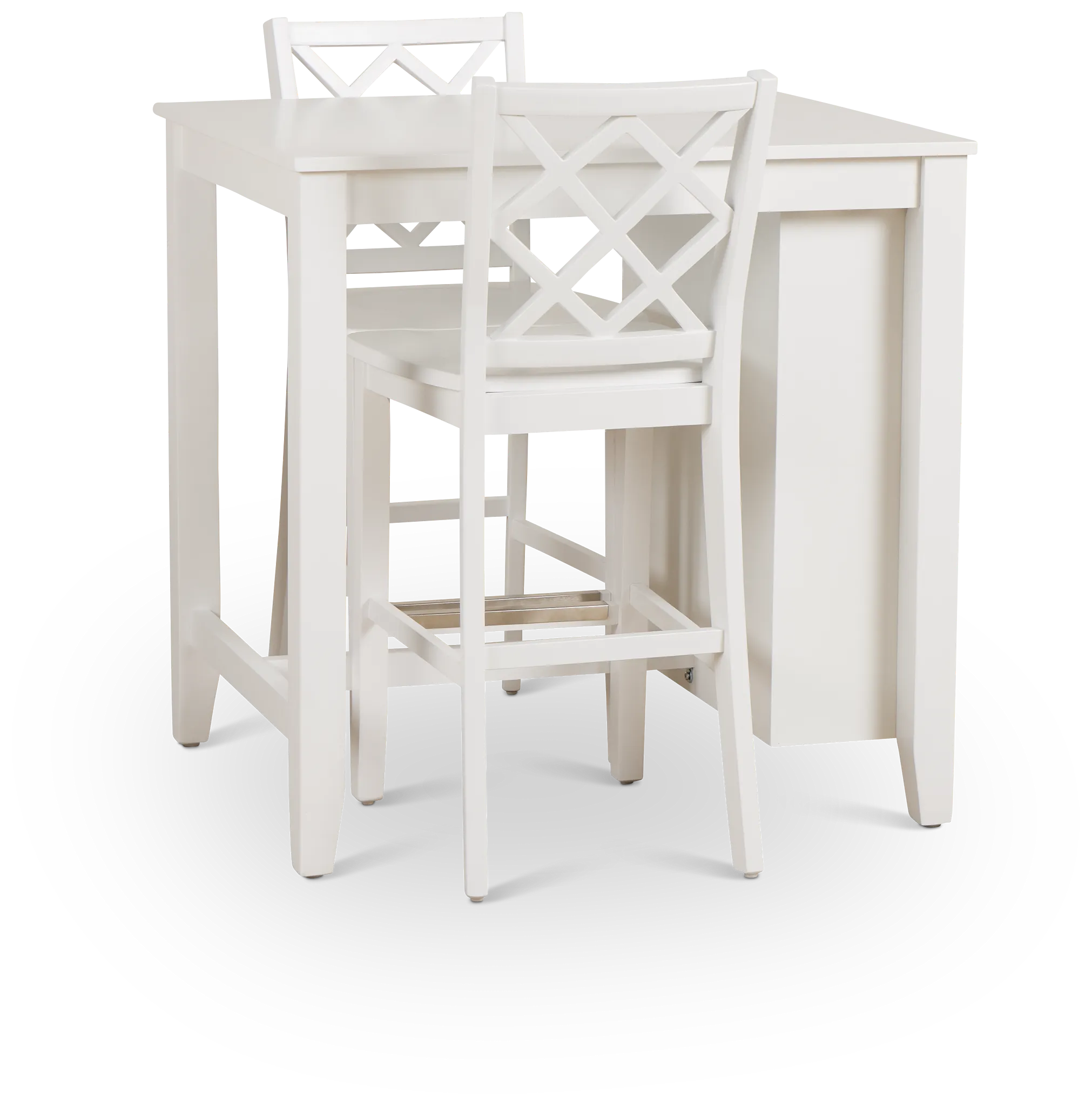 Edgartown White Storage High Table & 2 White Wood Barstools