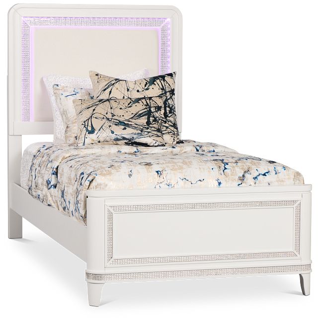 Milan White Uph Panel Bed