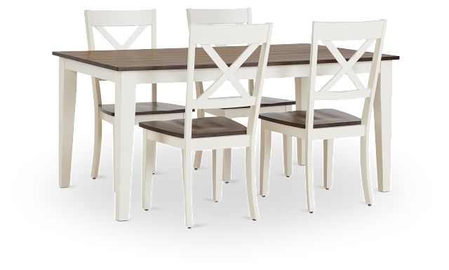 Sumter White Rect Table & 4 Wood Chairs (1)