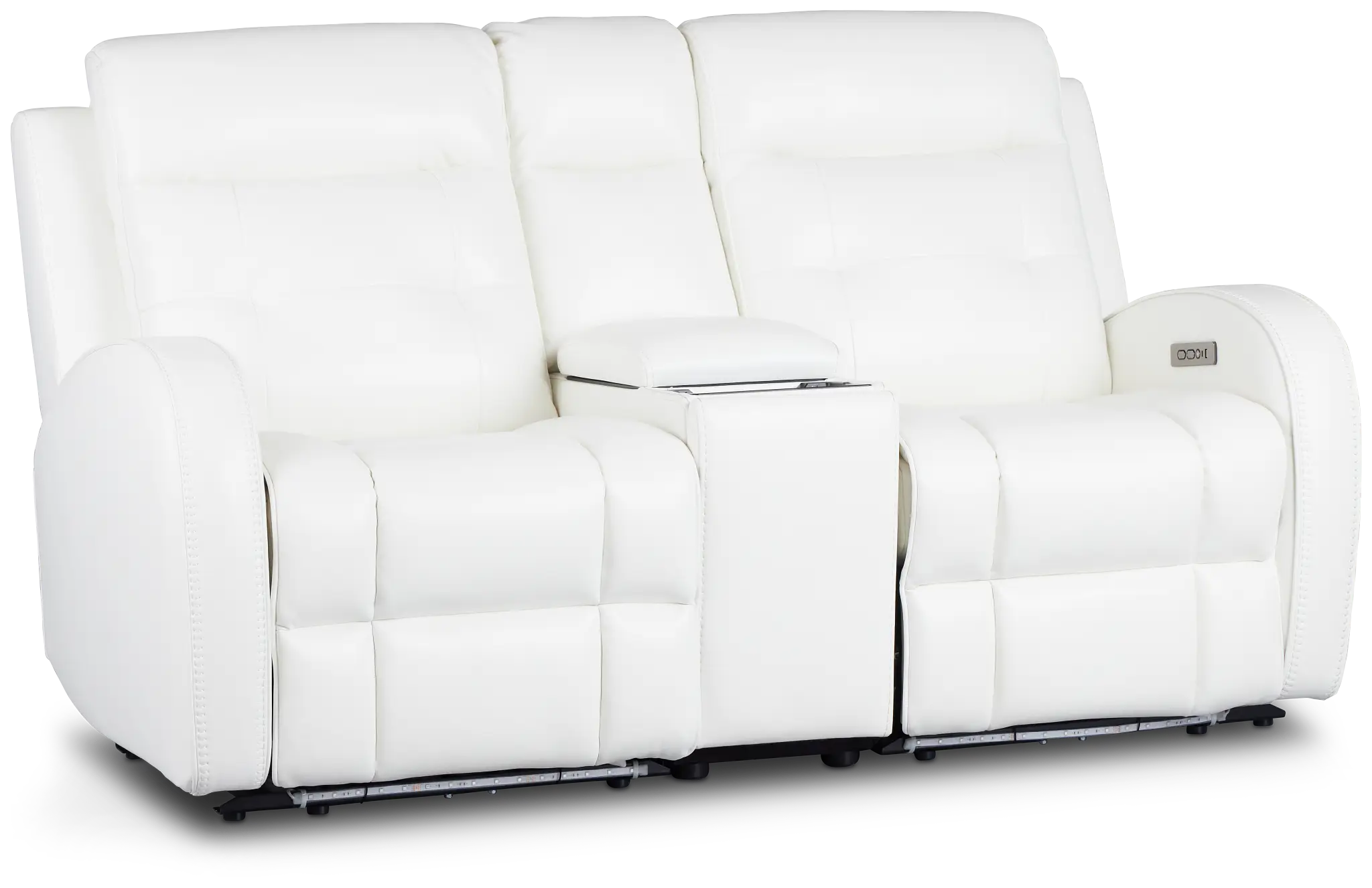 Omega White Micro Power Reclining Console Loveseat Omega White Micro Power Reclining Console Loveseat
