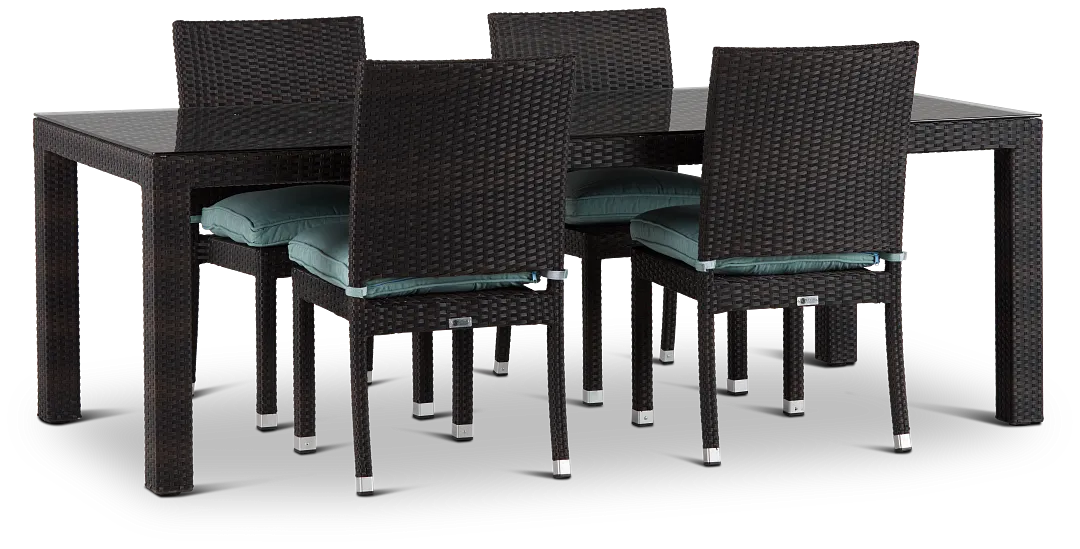 Zen Teal 84" Rectangular Table & 4 Chairs