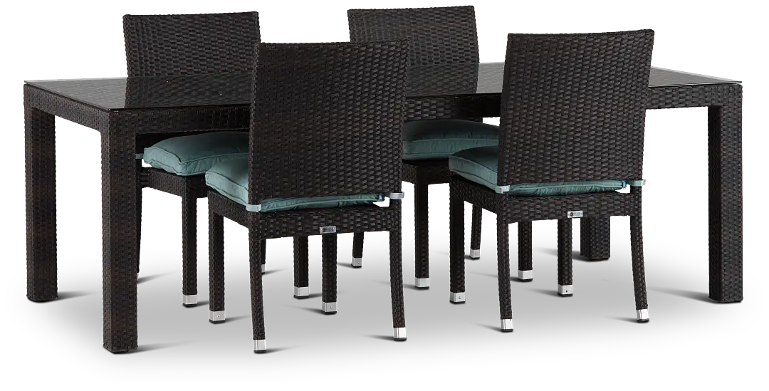 Zen Teal 84" Rectangular Table & 4 Chairs Zen Teal 84" Rectangular Table & 4 Chairs