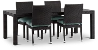 Zen Teal 84" Rectangular Table & 4 Chairs