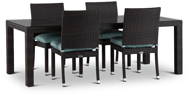 Zen Teal 84" Rectangular Table & 4 Chairs