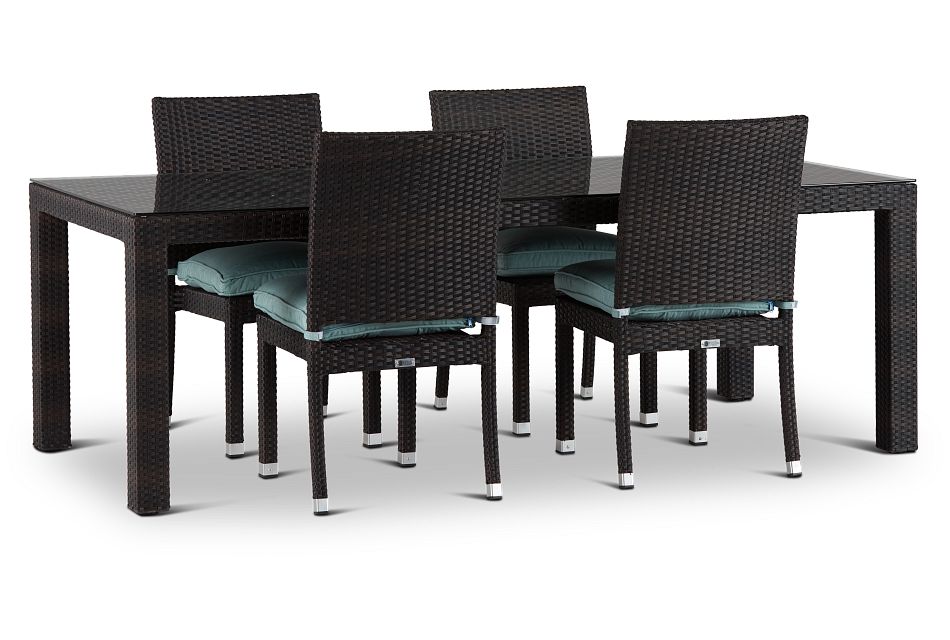 Zen Teal 84" Rectangular Table & 4 Chairs