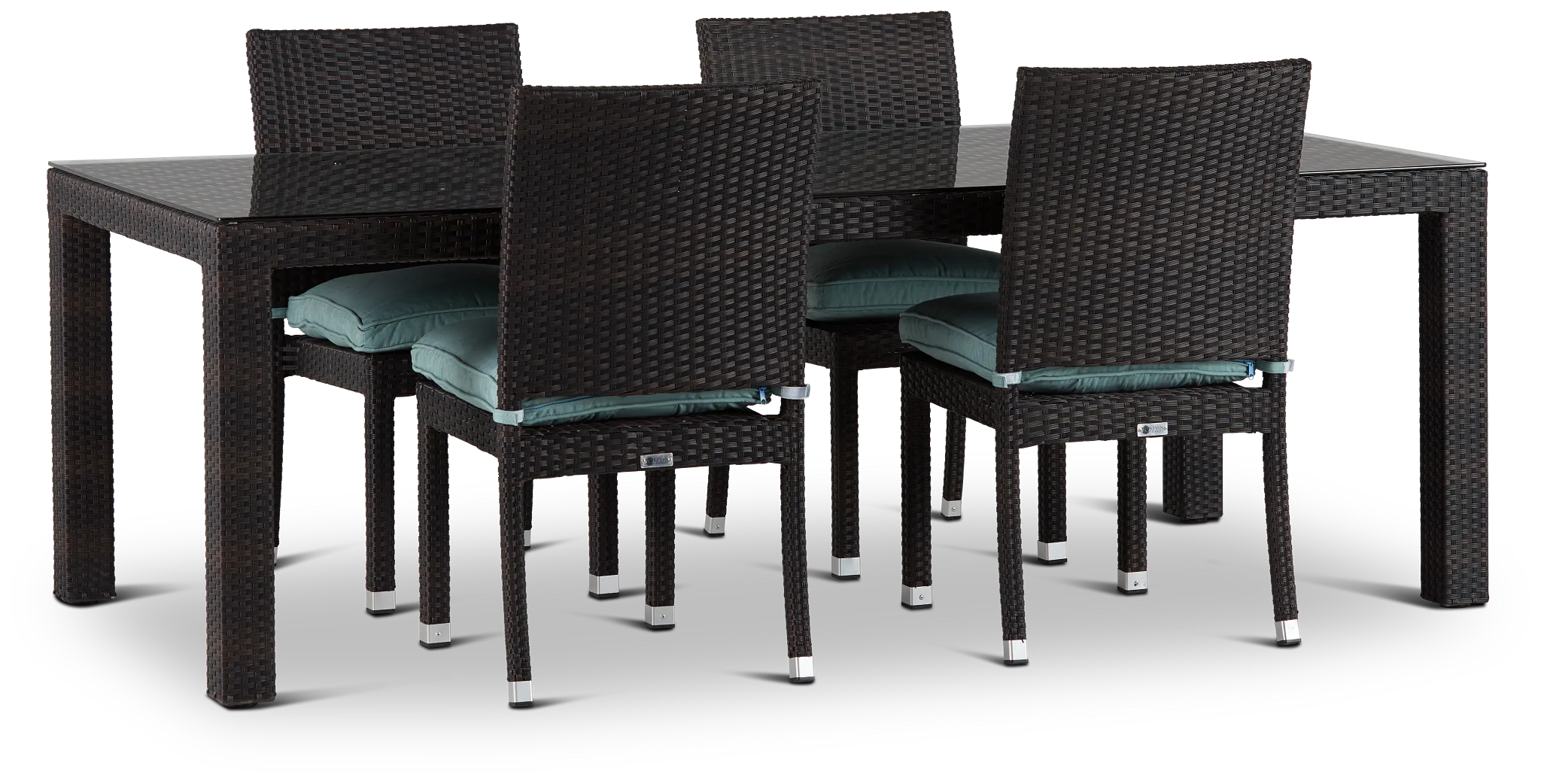 Zen Teal 84" Rectangular Table & 4 Chairs