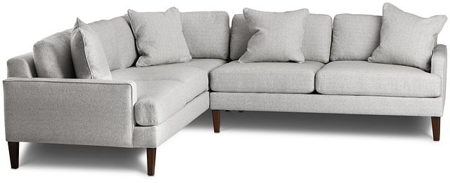 Morgan Light Gray Fabric Small Right 2-arm Sectional W/ Wood Legs