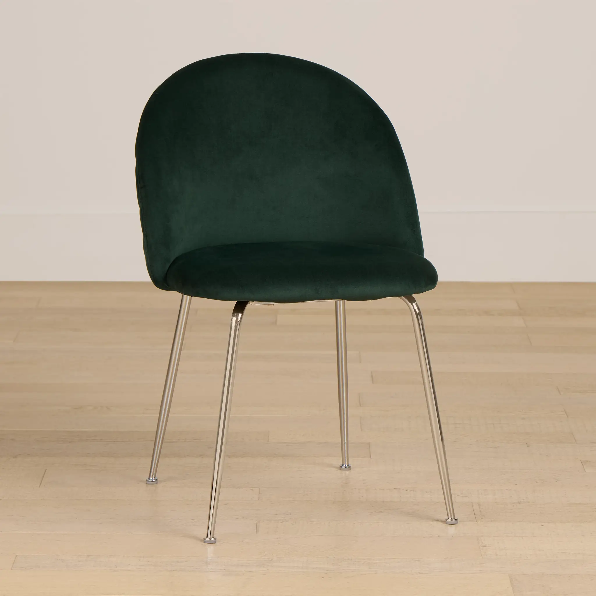 Capri Dark Green Velvet Upholstered Side Chair W/ Chrome Legs Capri Dark Green Velvet Upholstered Side Chair W/ Chrome Legs