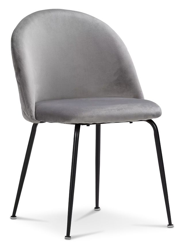 Capri Gray Velvet Upholstered Side Chair W/ Black Legs