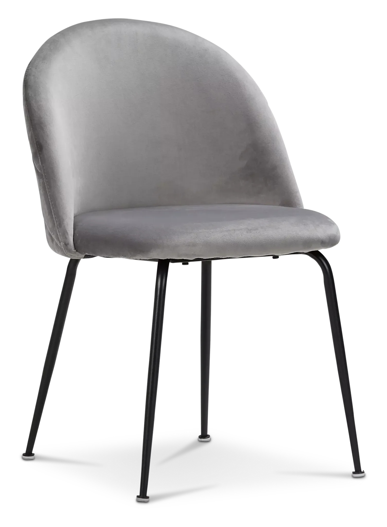 Capri Gray Velvet Upholstered Side Chair W/ Black Legs