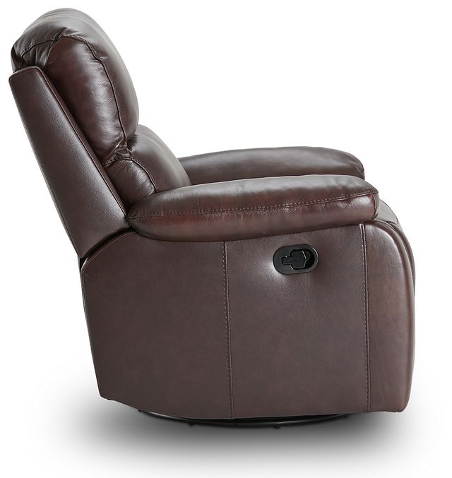 Mason Brown Leather Swivel Glider Recliner