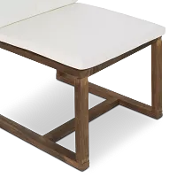 Linear Dark Gray White 110" Aluminum Table & 4 Teak Cushioned Side Chairs