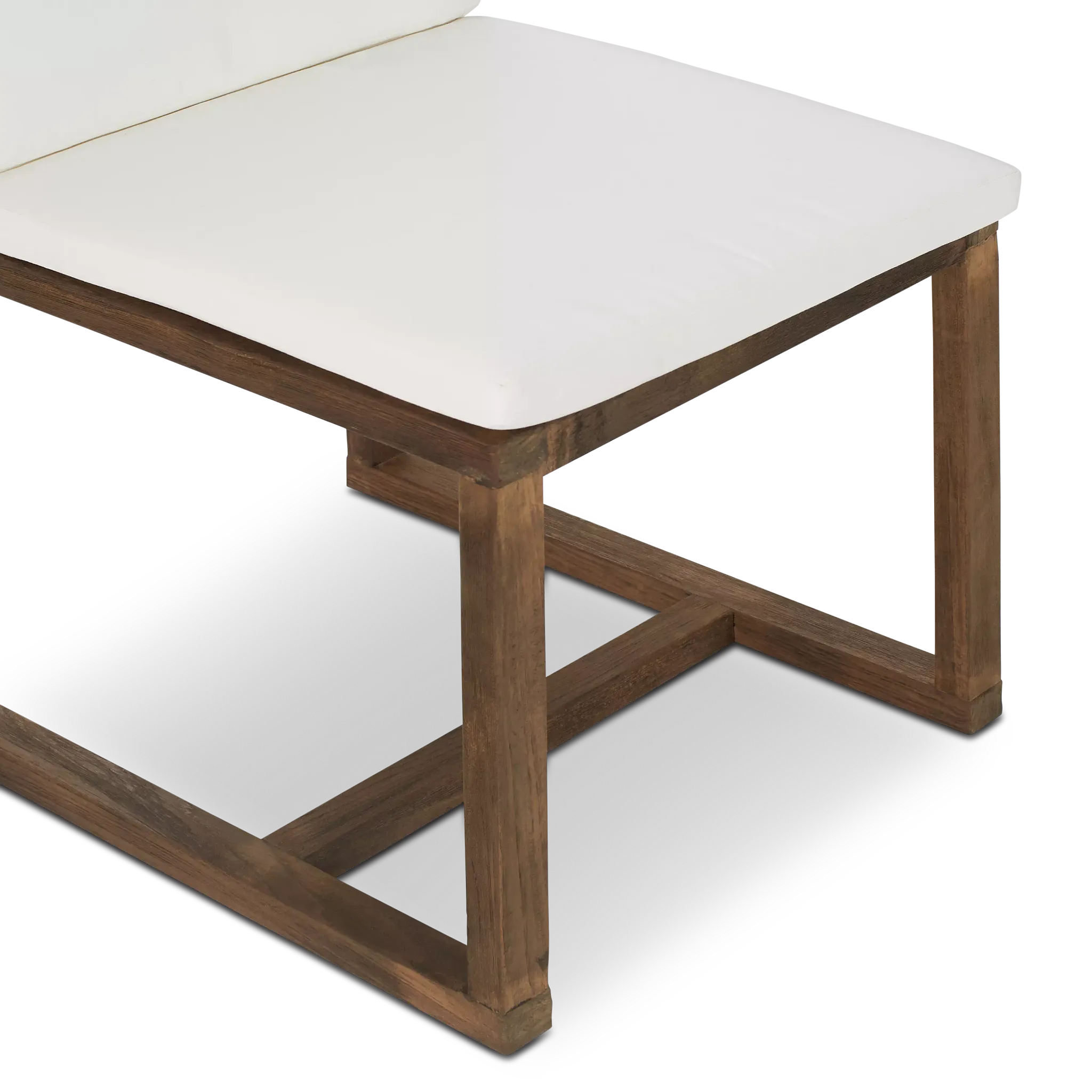 Linear Dark Gray White 110" Aluminum Table & 4 Teak Cushioned Side Chairs