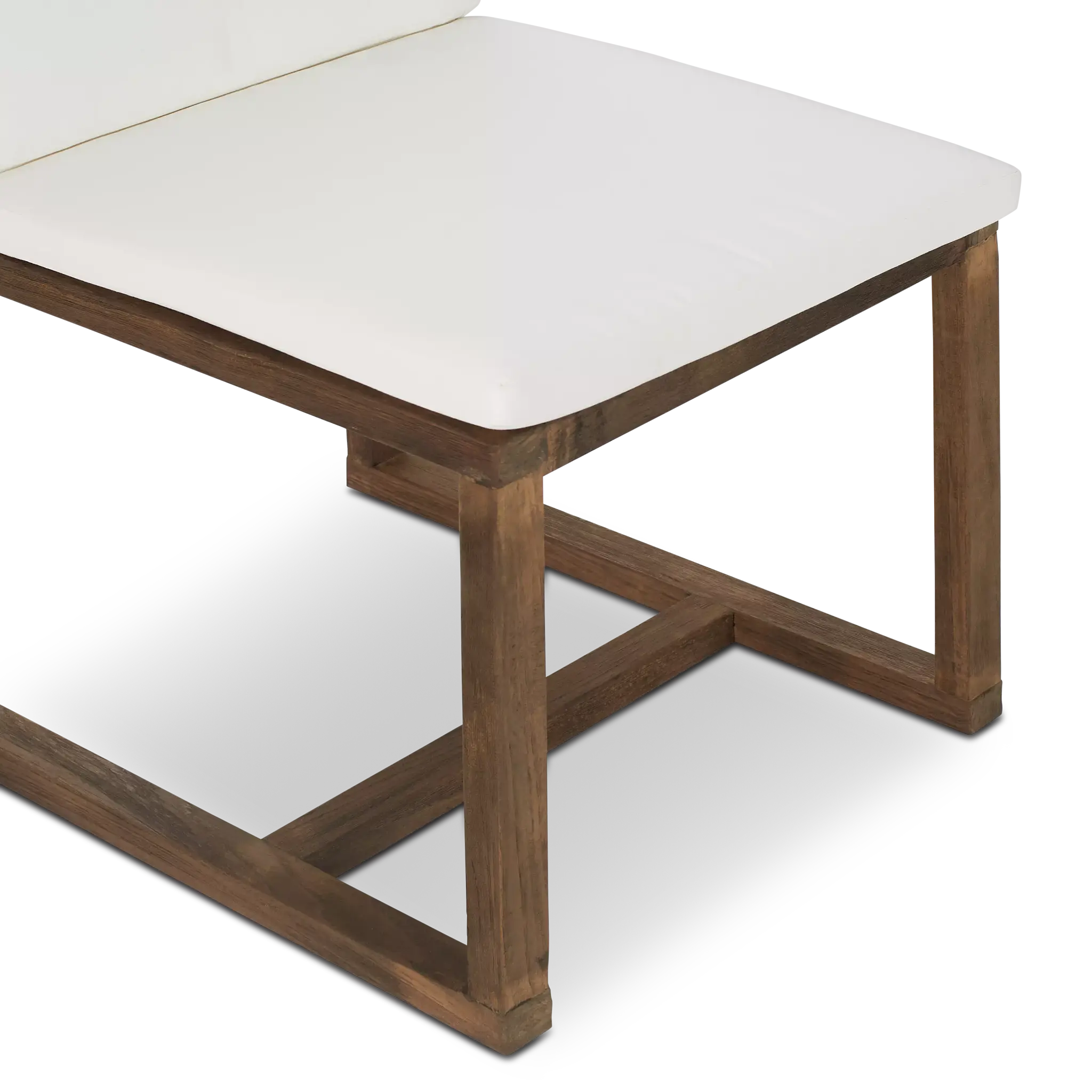 Linear Dark Gray White 110" Aluminum Table & 4 Teak Cushioned Side Chairs Linear Dark Gray White 110" Aluminum Table & 4 Teak Cushioned Side Chairs