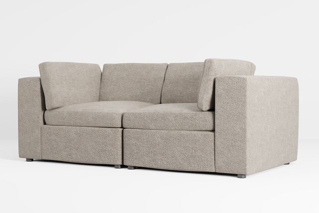 Destin Elite Brown Fabric 2 Piece Modular Sofa