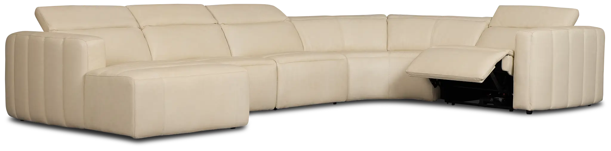 Jace Ivory Lthr/vinyl Small Left Chaise Power Reclining Sectional Jace Ivory Lthr/vinyl Small Left Chaise Power Reclining Sectional