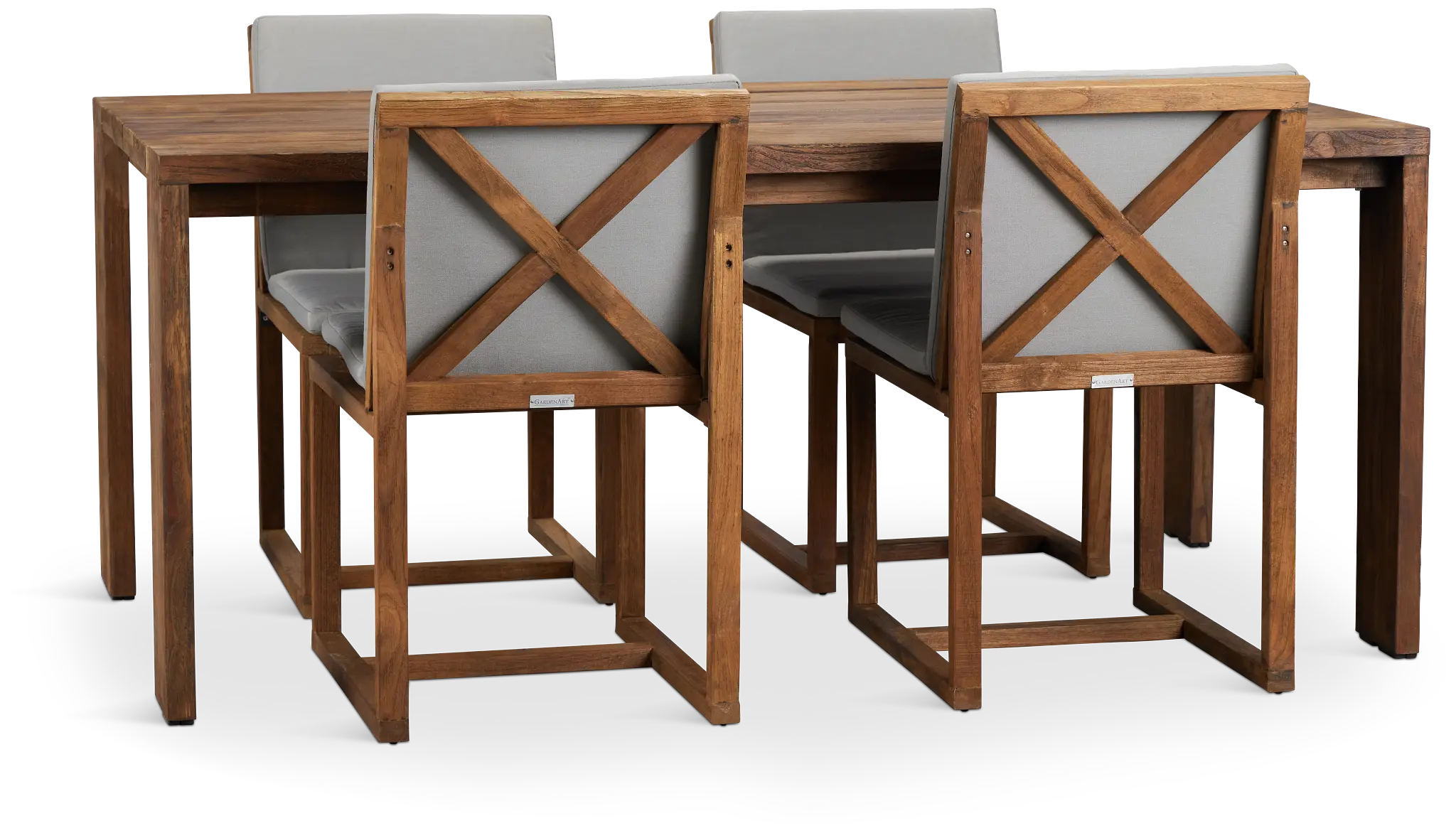 Linear Dark Gray 70" Teak Table & 4 Teak Cushioned Side Chairs Linear Dark Gray 70" Teak Table & 4 Teak Cushioned Side Chairs