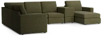 Citymod Green Fabric Large Right Chaise Sectional With Media Console