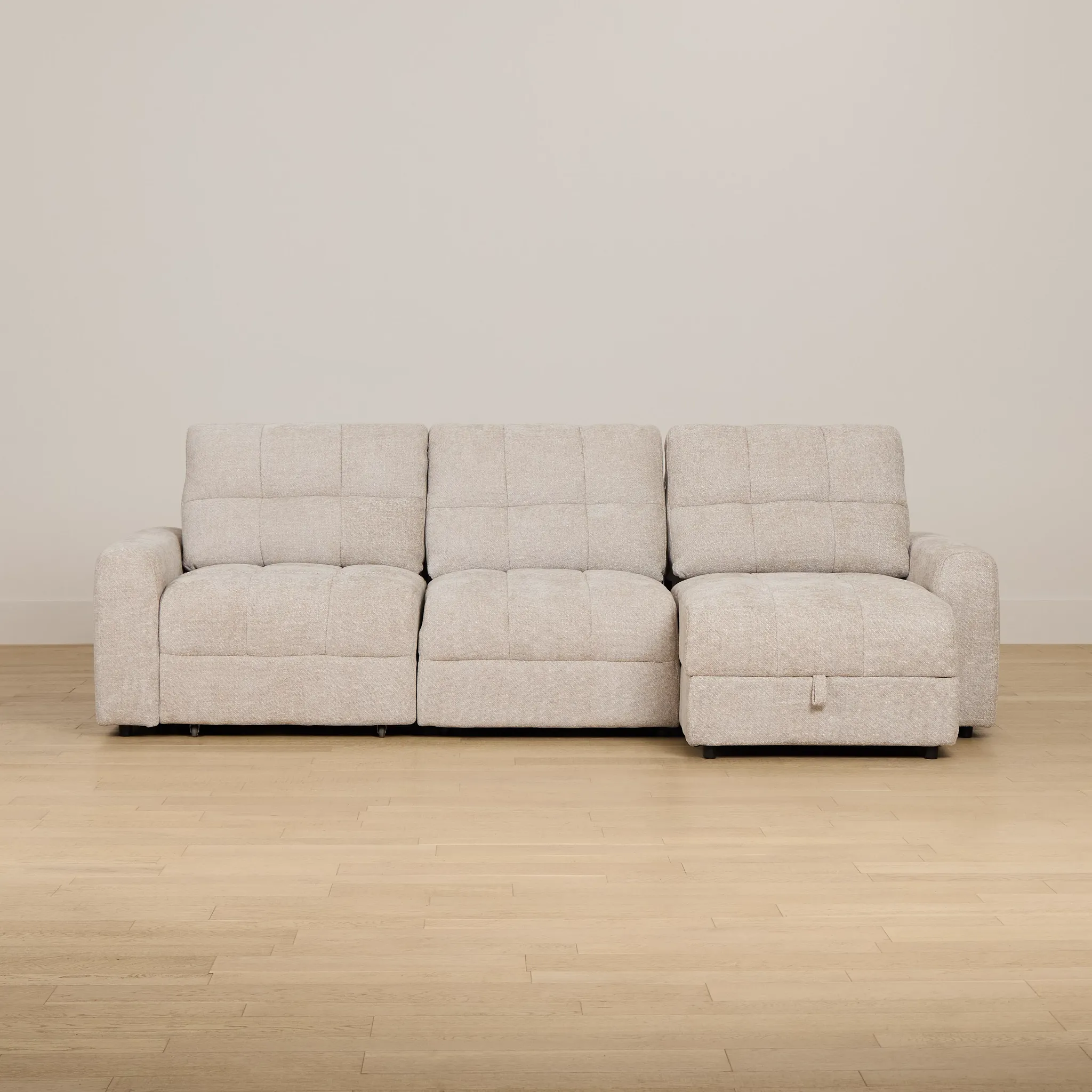 Hendrix Light Taupe Fabric Right Dual Power Extension Chaise Sectional