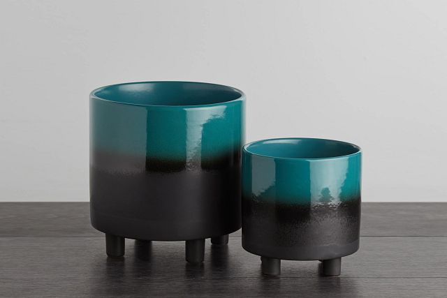 Mira Set Of 2 Teal Planter