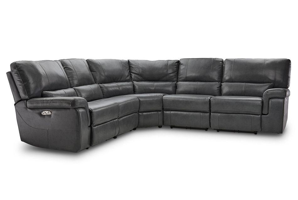 Weston Dark Gray Lthr Vinyl Small Two Arm Power Reclining Sectional Living Room Sectionals City Furniture - Dark Gray Reclining Sectional Sofa Weston Dark Gray Lthr Vinyl Small Two Arm Power Reclining Sectional Living Room Sectionals City Furniture - Dark Gray Reclining Sectional Sofa