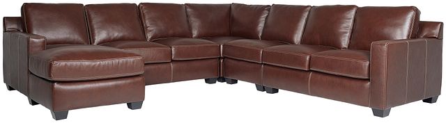 Carson Medium Brown Leather Large Left Chaise Sectional (0)