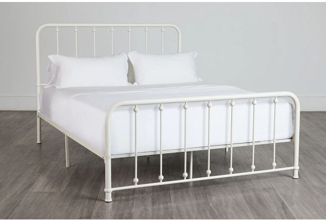 Rory White Metal Panel Bed