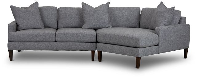 Morgan Dark Gray Fabric Right-arm Cuddler Sectional With Wood Legs