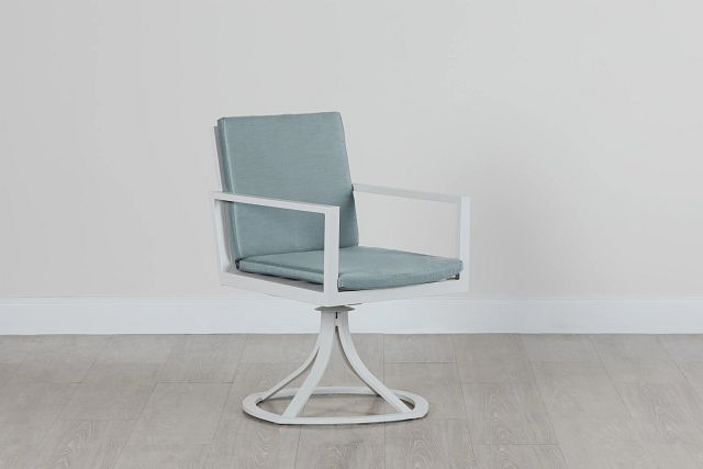 Linear White Teal Swivel Chair
