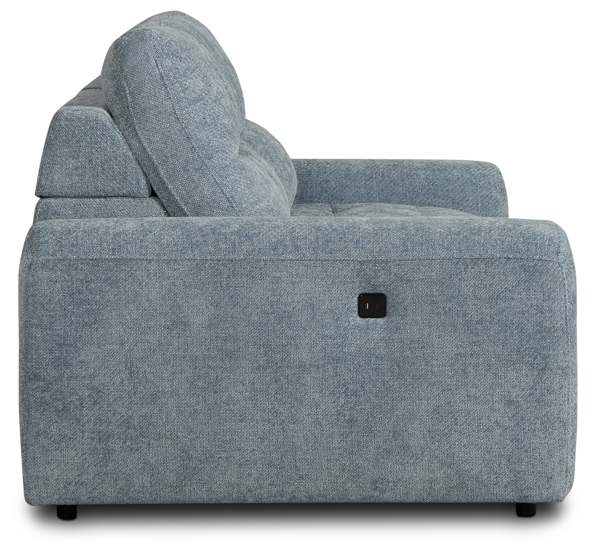 Hendrix Light Blue Fabric Power Extension Chaise Sofa Hendrix Light Blue Fabric Power Extension Chaise Sofa