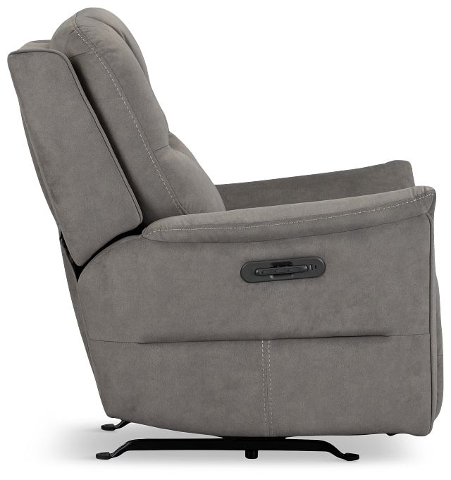 Archie Gray Fabric Power Recliner With Heat And Massage