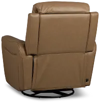 Julian Brown Lthr/vinyl Power Swivel Glider Recliner